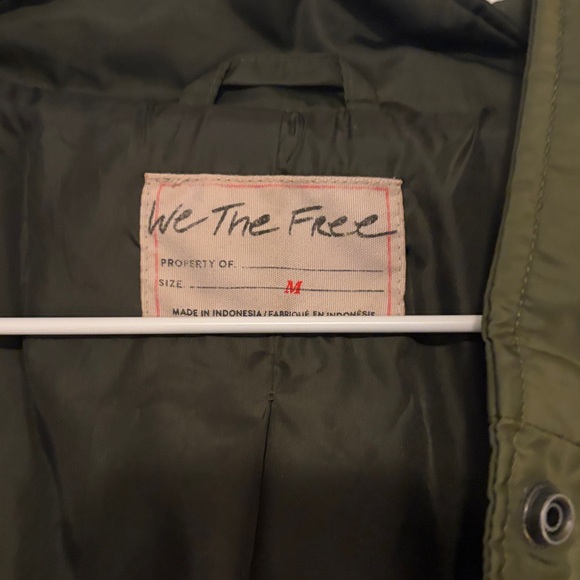 Free People We The Free Dark Green Oversized Bomber Jacket - Picture 2 of 4